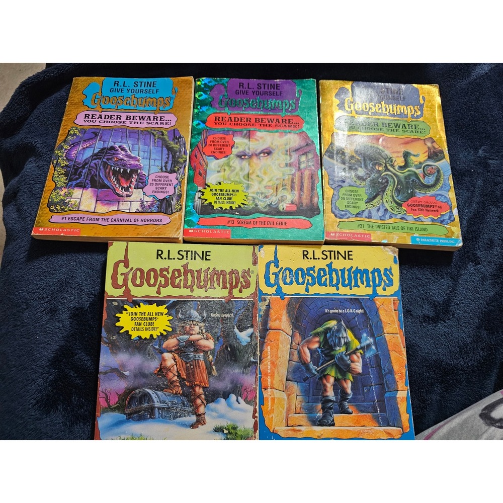 Goosebumps Book Lot RL Stine Give Yourself 5 Books Carnival Horrors Terror Tower